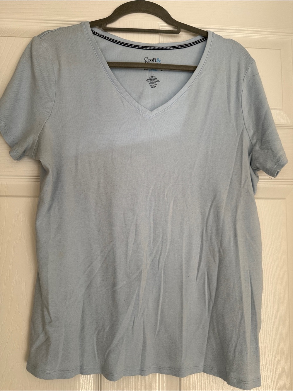 croft & barrow Pale Blue V-Neck Short Sleeve Tee